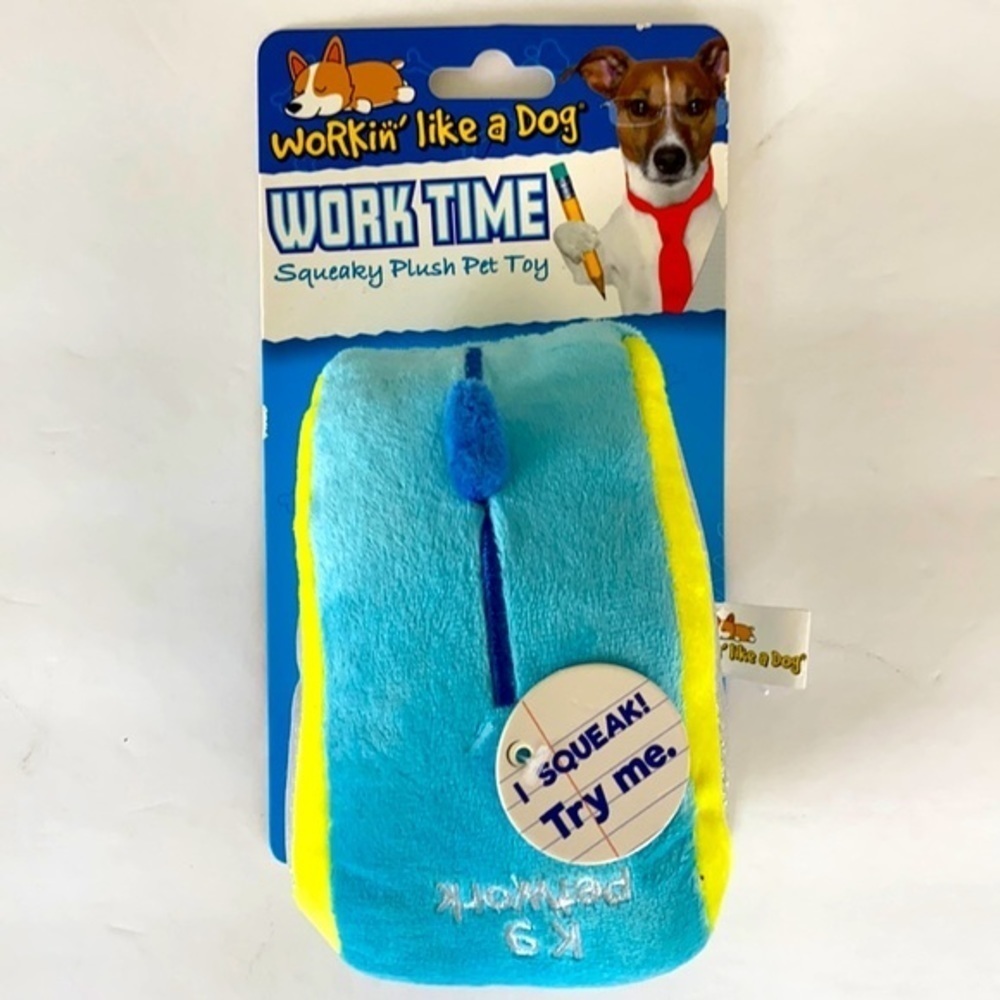 Tzumi Workin Like A Dog Squeaky Plush Chew Pet Toy